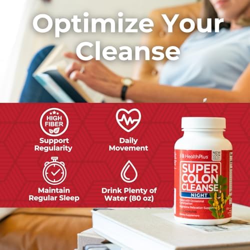 Health Plus Super Colon Cleanse Night probiotic icon signaling gut health benefits