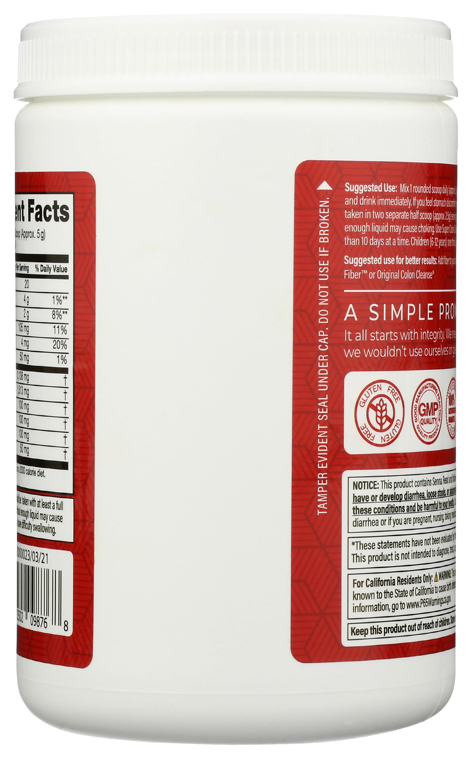 Health Plus Super Colon Cleanse powder scoop shows soluble fiber that aids smooth passage.