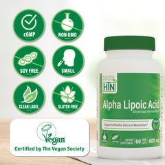 HTN ALA 600mg vegan, non-GMO capsules - 60 servings