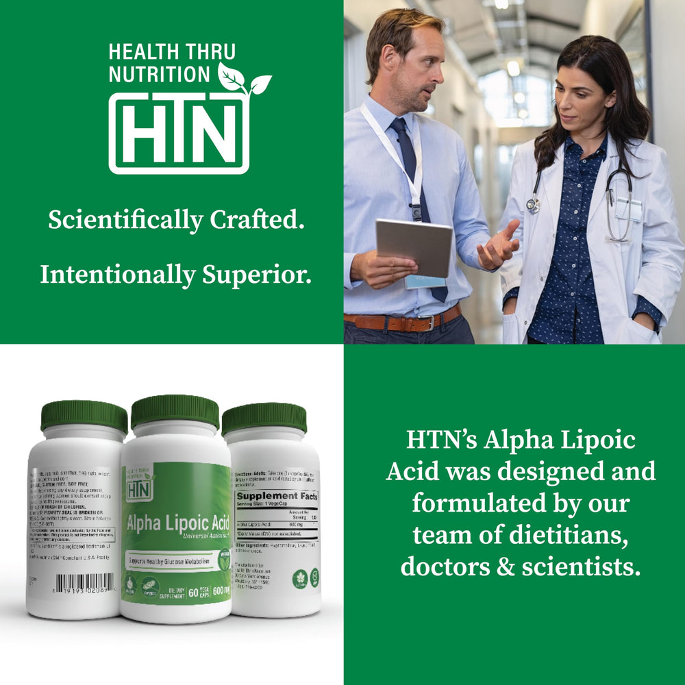 Vegan, Non-GMO, Gluten Free ALA capsules by Health Thru Nutrition