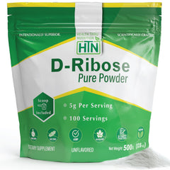 Front view of Health Thru Nutrition D-Ribose 500g powder container