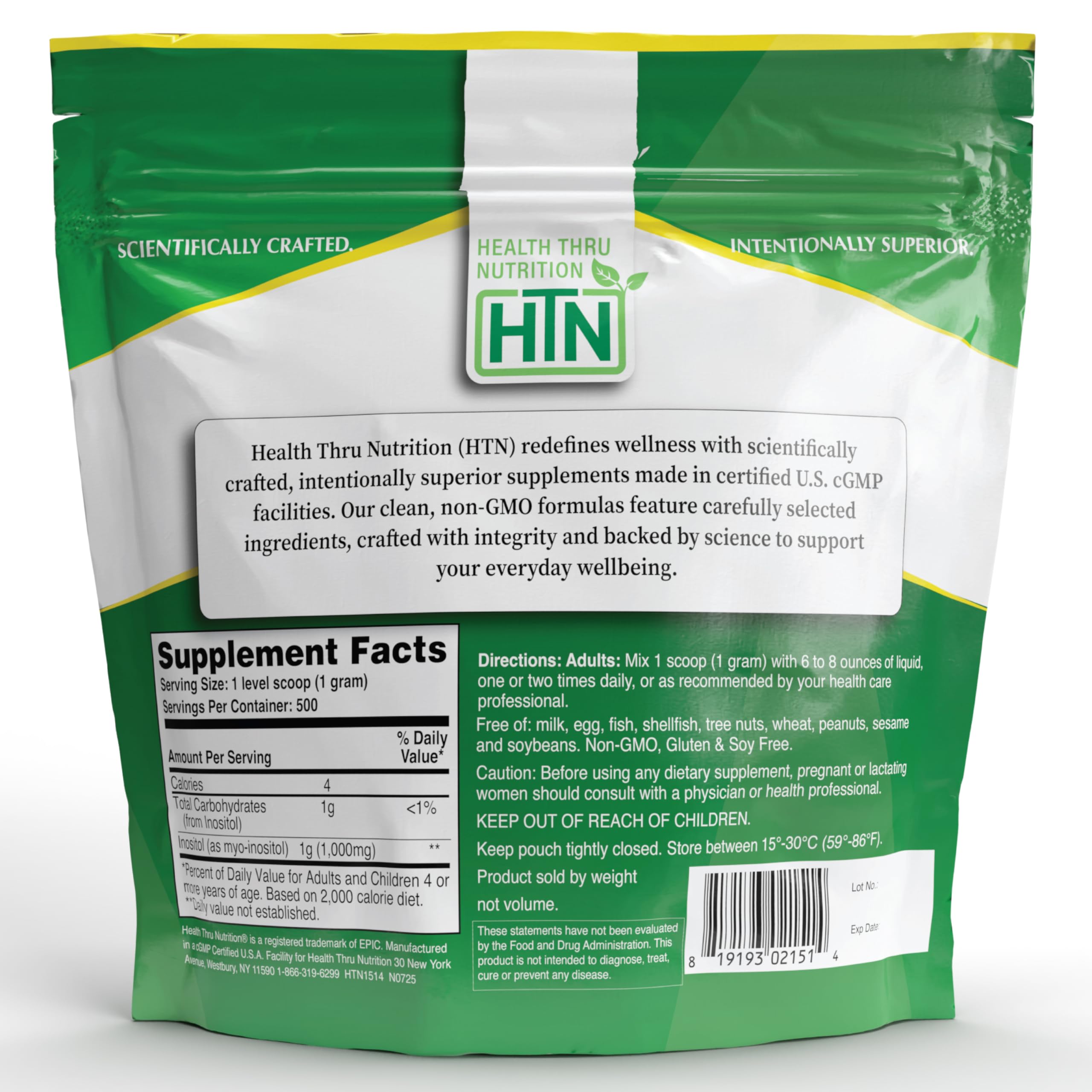 Health Thru Nutrition inositol mixing in a glass demonstrating easy dissolution and convenient use