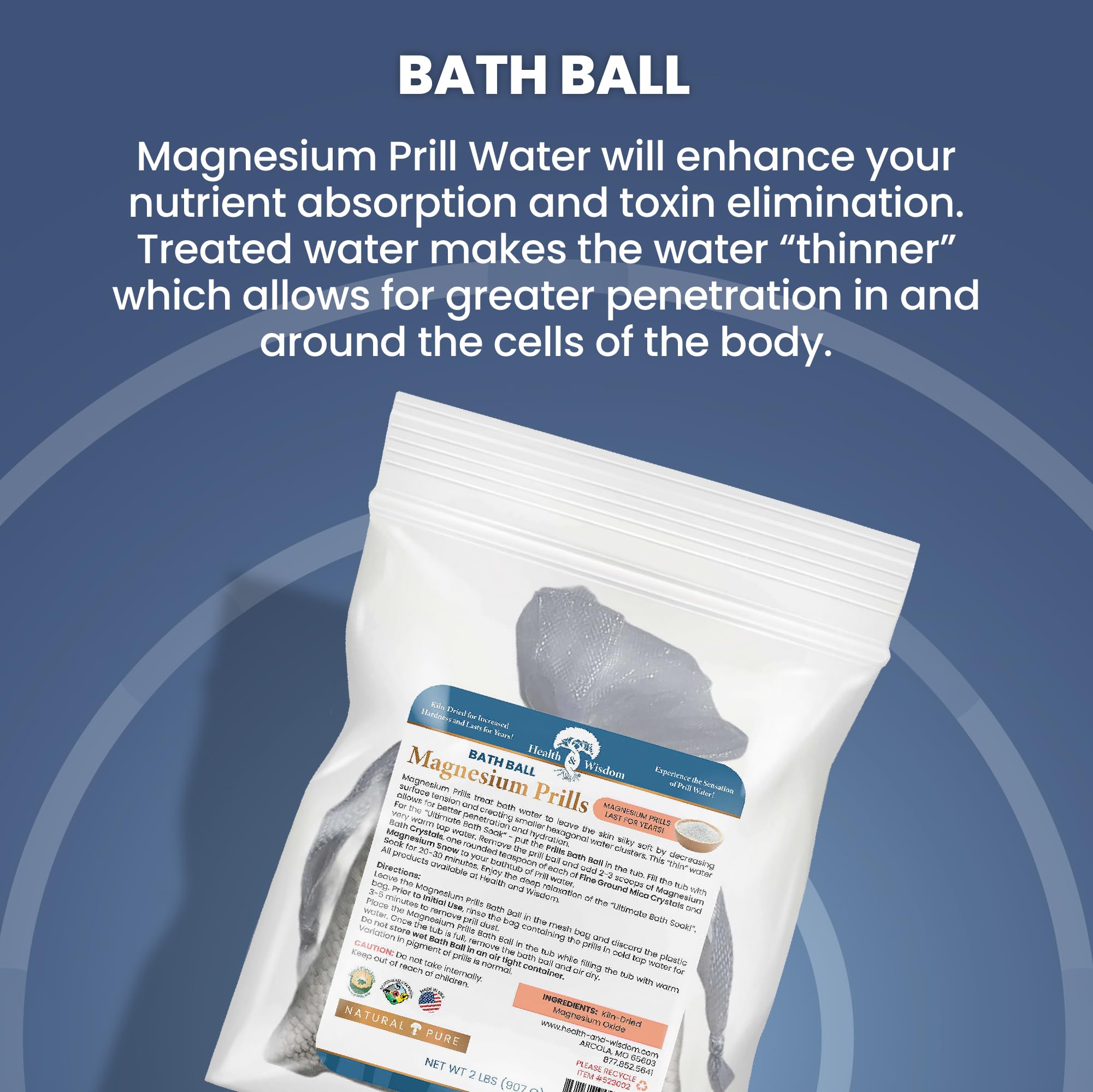 Magnesium prills beads in a heavy-duty laundry pouch