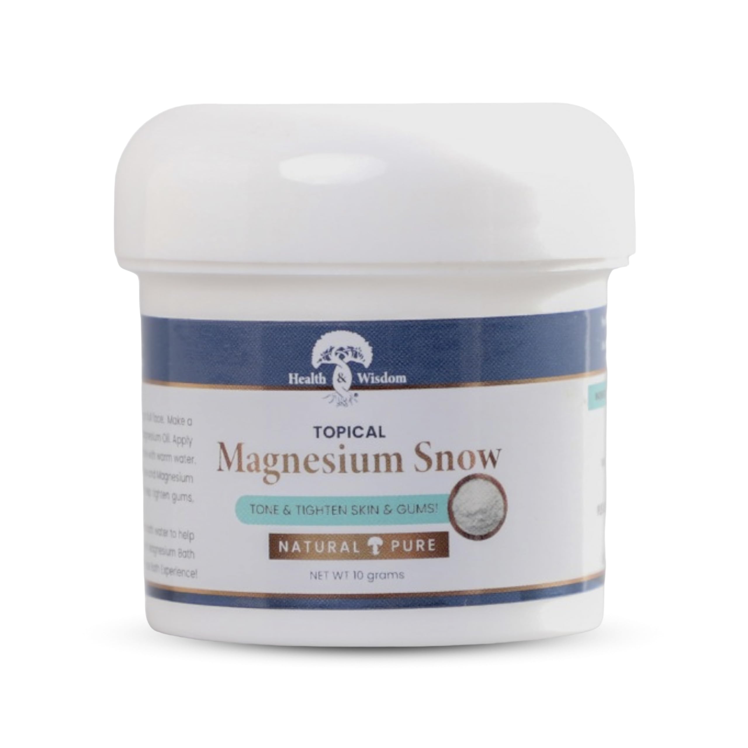 Health and Wisdom Magnesium Snow packaging 0.35 oz