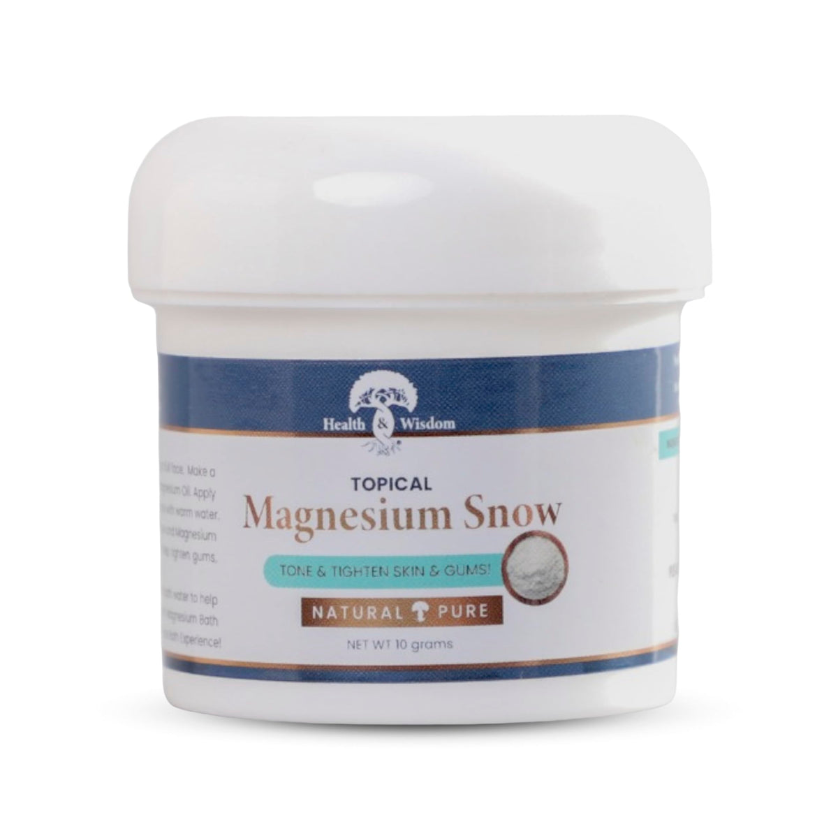 Health and Wisdom Magnesium Snow packaging 0.35 oz