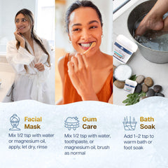 Magnesium Snow powder for bath soaks and body care