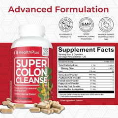 Close-up of Health Plus Super Colon Cleanse capsules