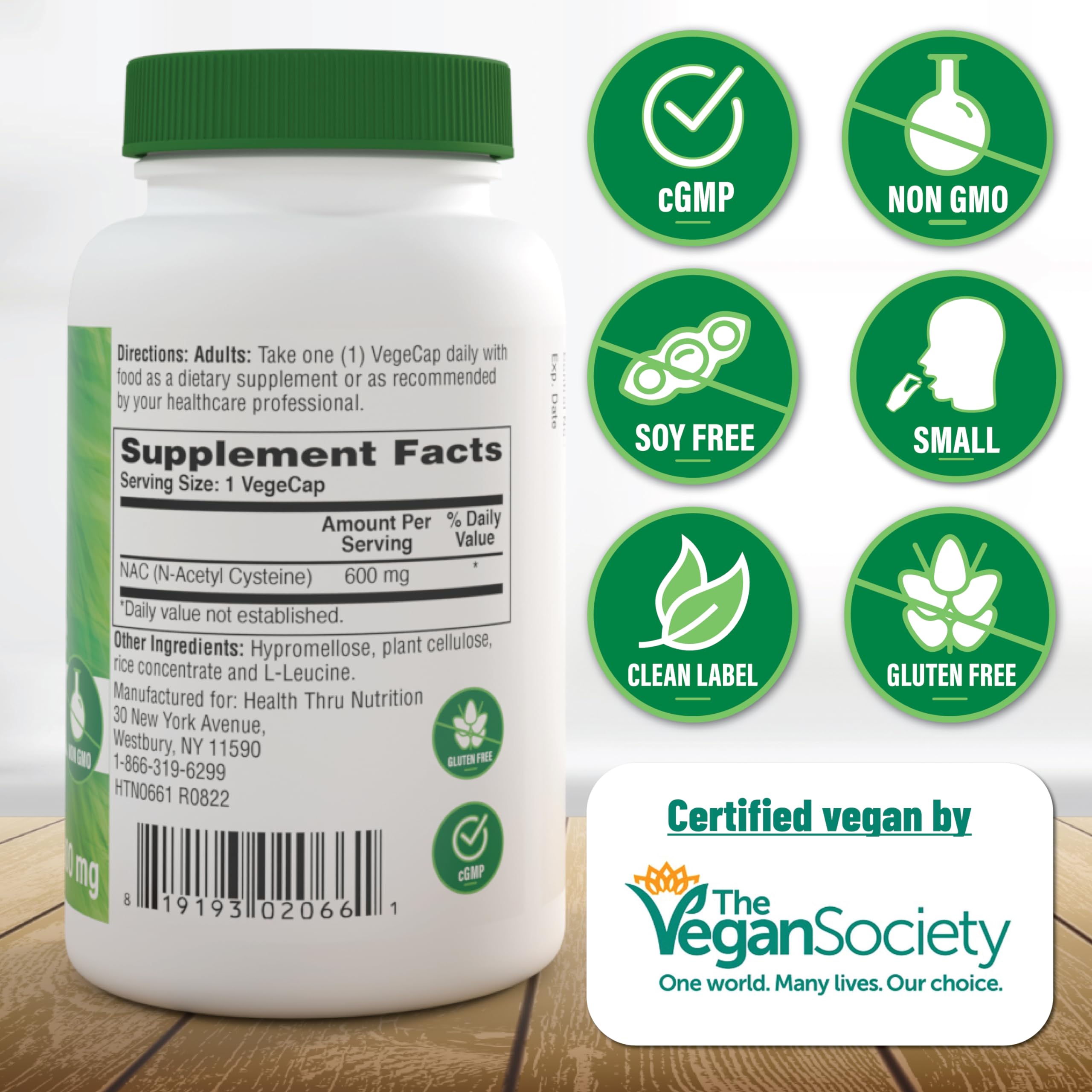 Close-up of NAC 600mg capsules
