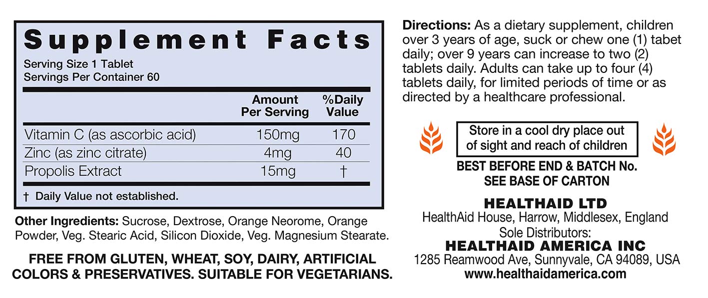 Zincovit-C chewable lozenges with Vitamin C, Zinc and Propolis