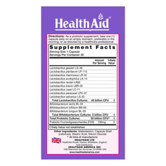 Close-up of HealthAid Women's Probiotic 50 Billion CFU + Prebiotic capsules
