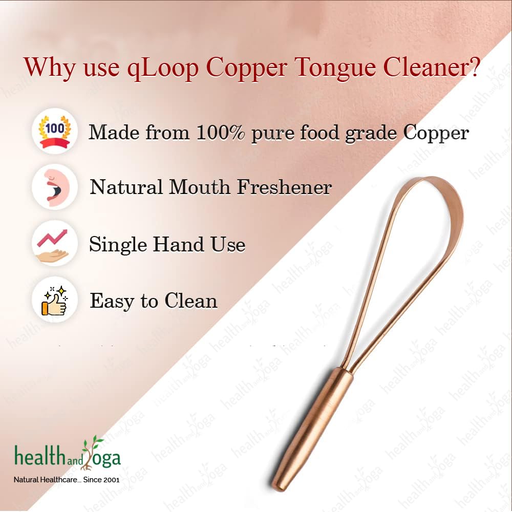 Close-up of copper tongue cleaner finish