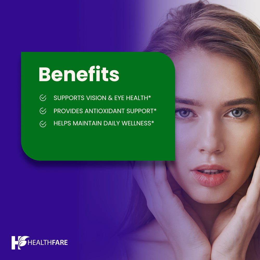 Close-up of HealthFare Bilberry Eye Supplement label