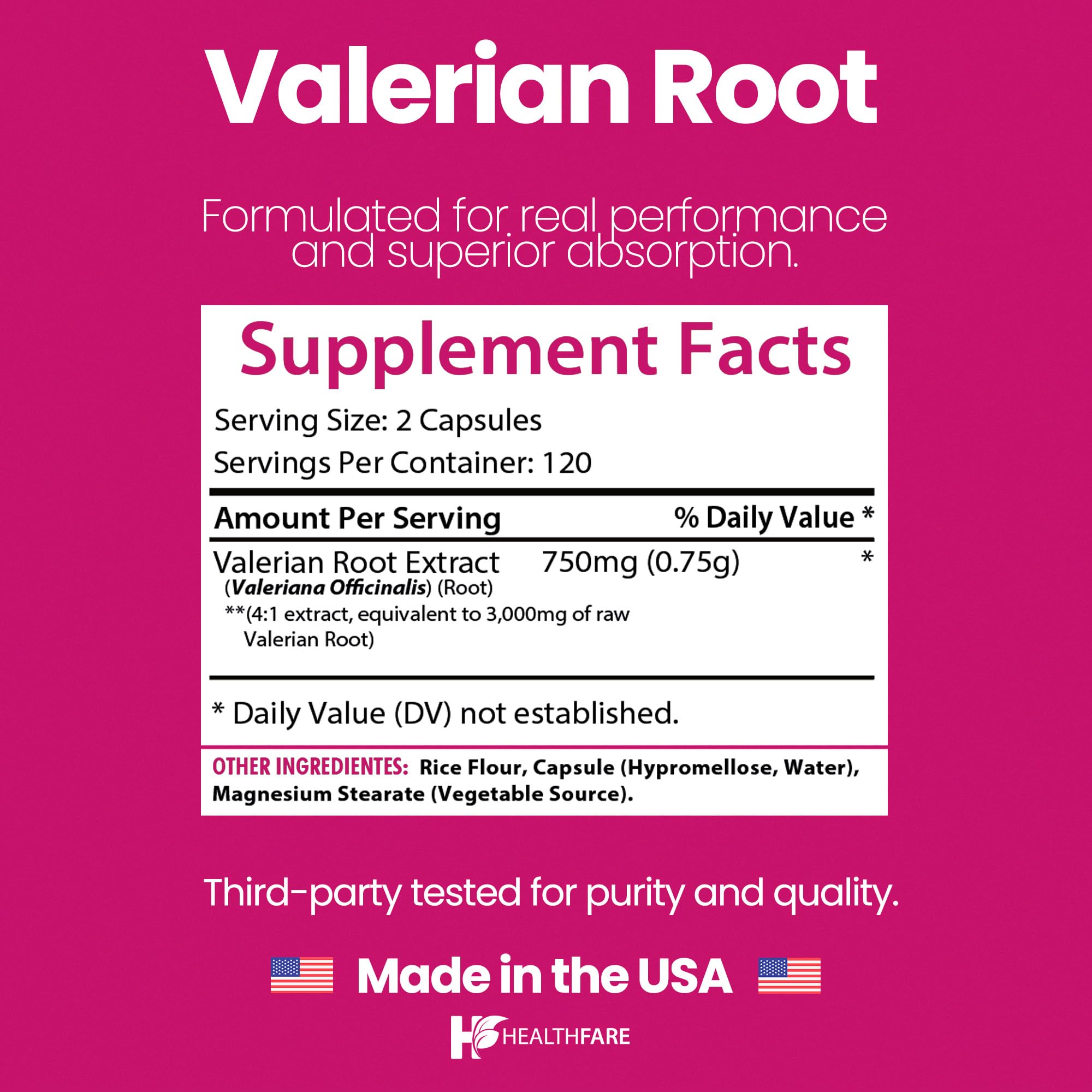 Close-up of 3000mg high-potency valerian root extract capsule
