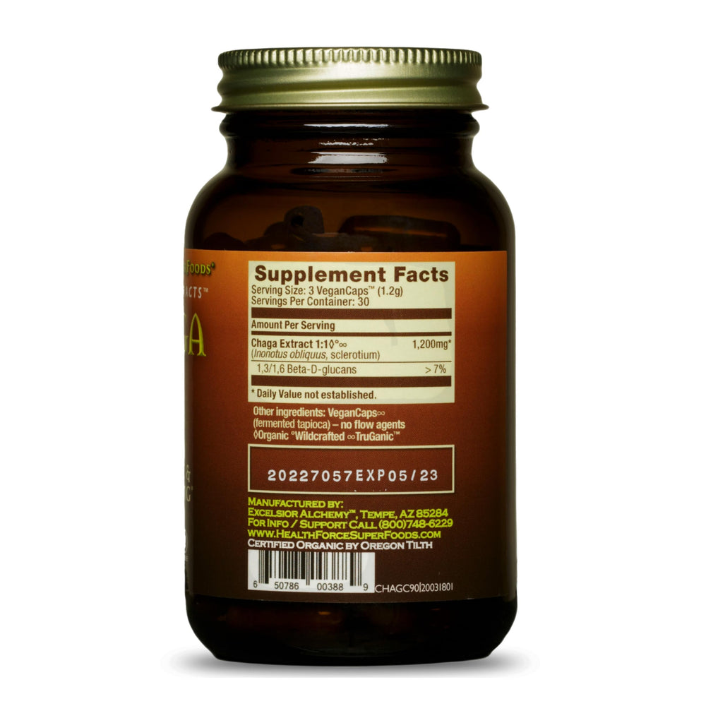 Chaga mushroom capsules close-up