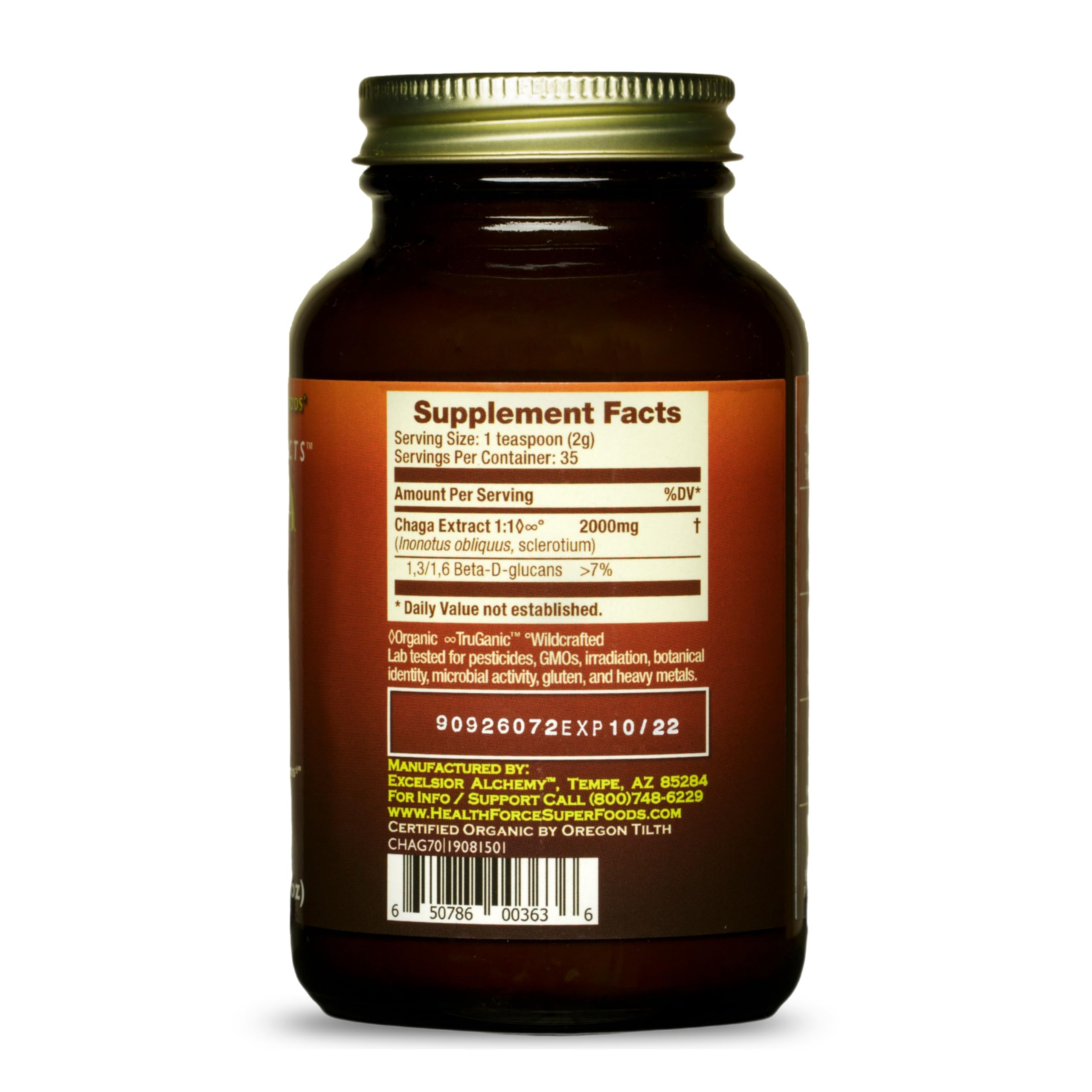 Chaga powder in a scoop