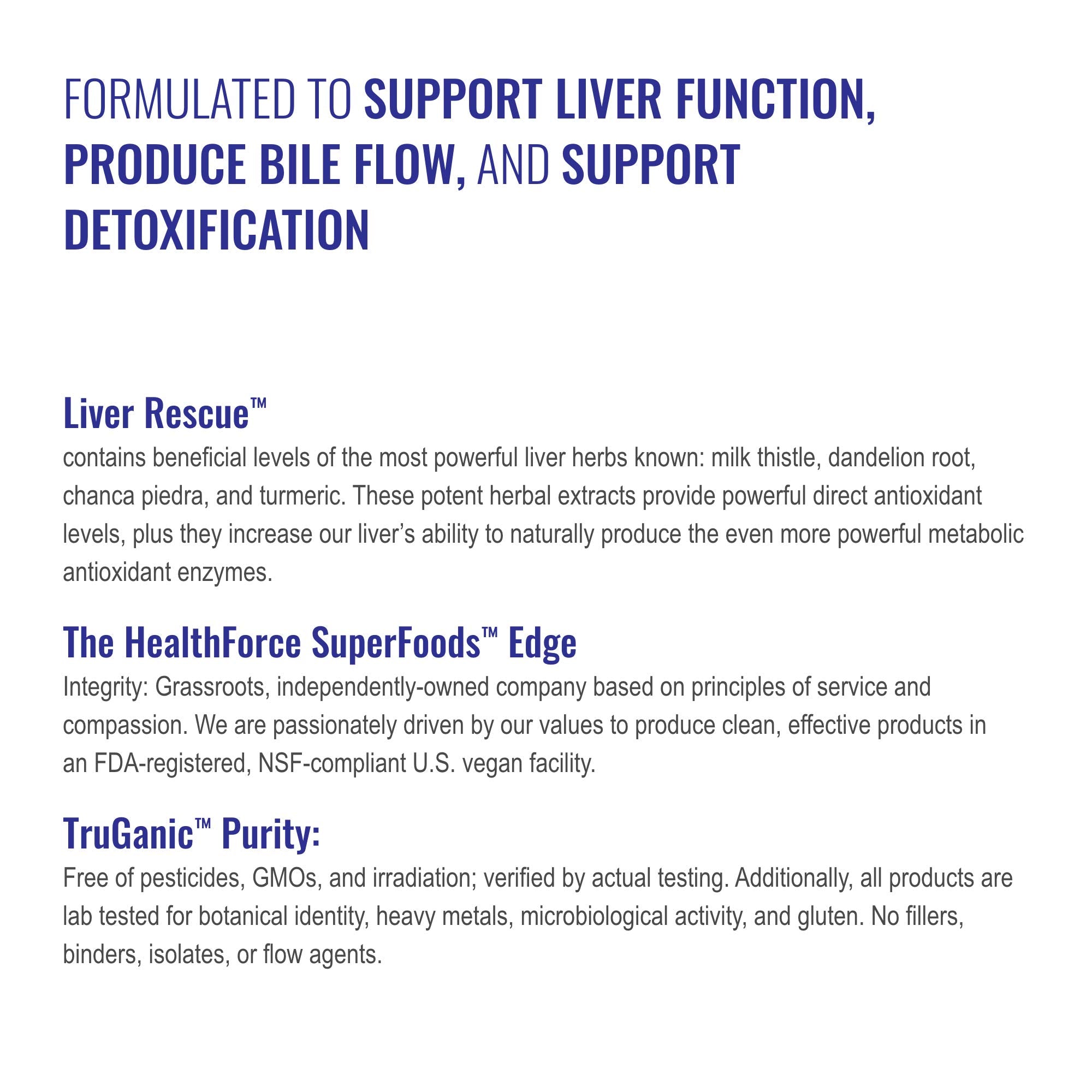 Vegan, kosher, gluten-free certification icons for Liver Rescue