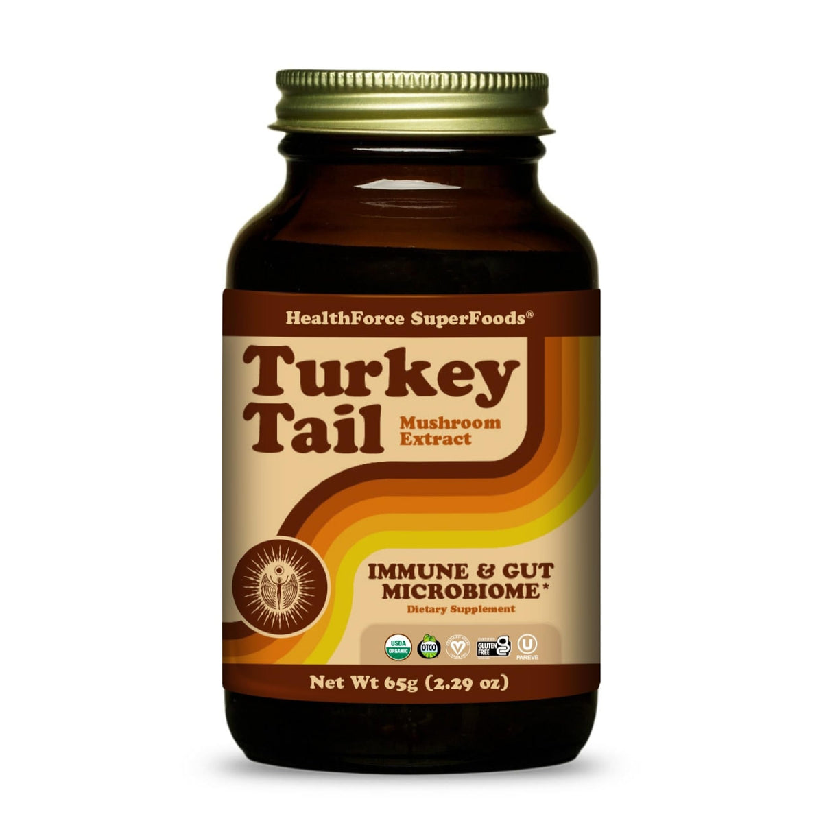 HealthForce SuperFoods Turkey Tail Powder 65g bottle front view