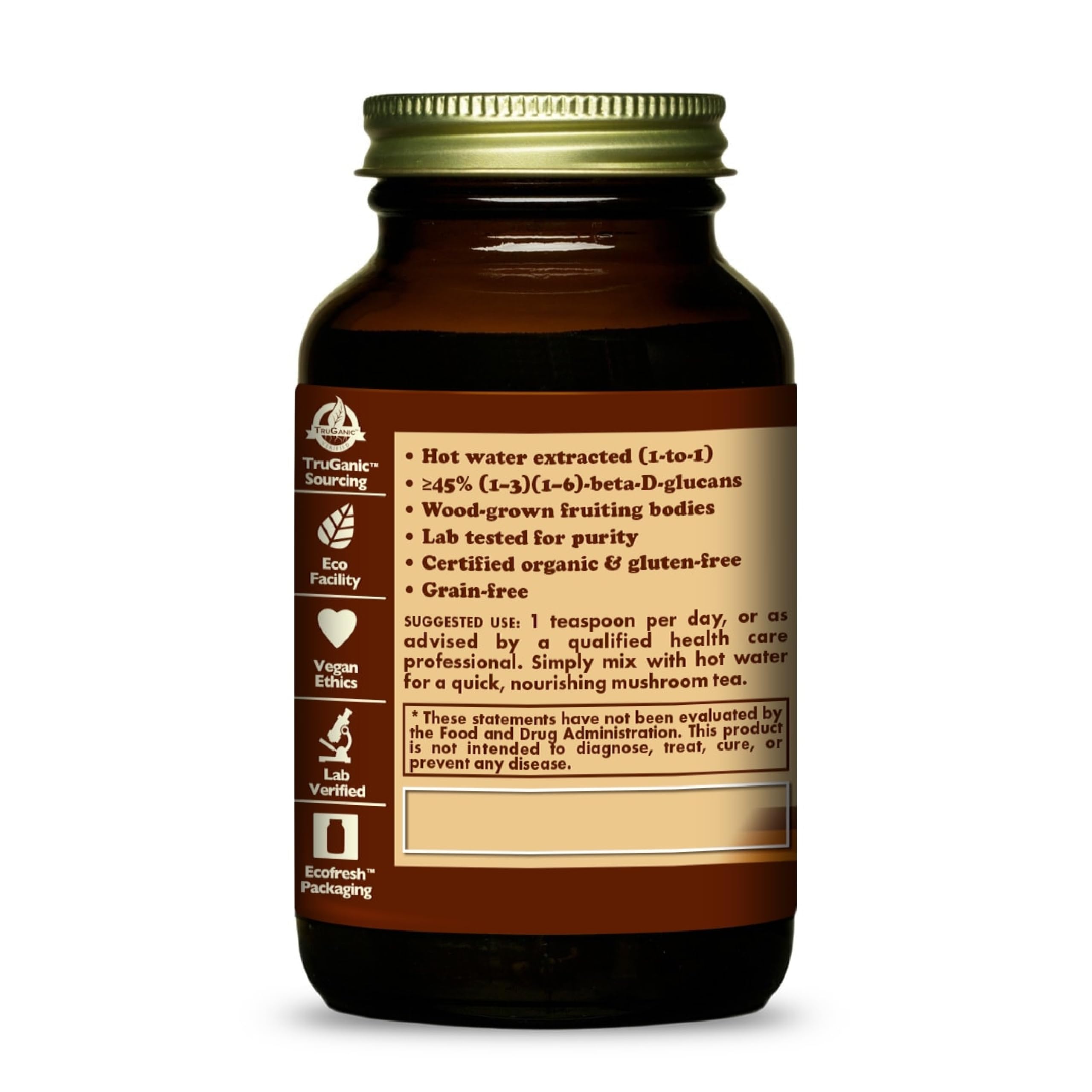 Nutrition label on HealthForce Turkey Tail Powder