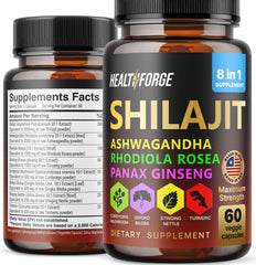 Hero image: HEALTHFORGE Shilajit Capsules bottle with 60 capsules