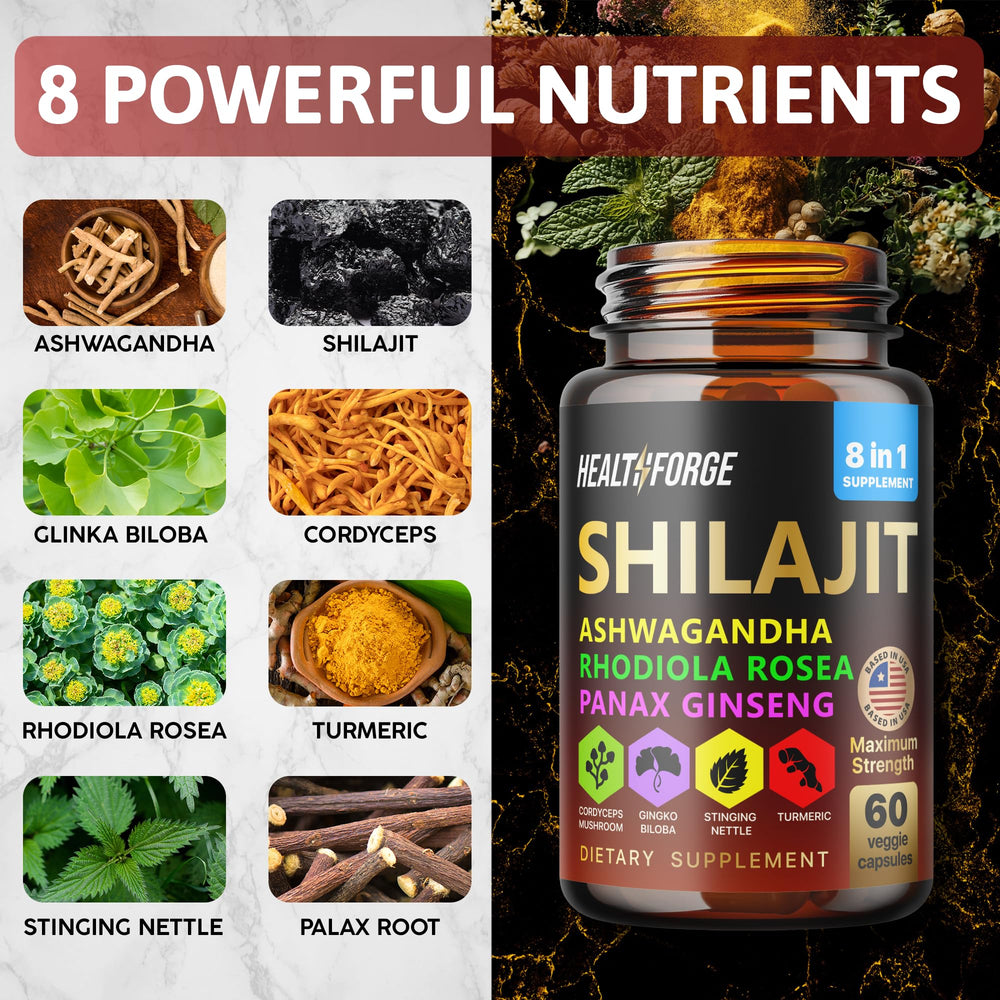 8-in-1 Shilajit capsules blend feature image
