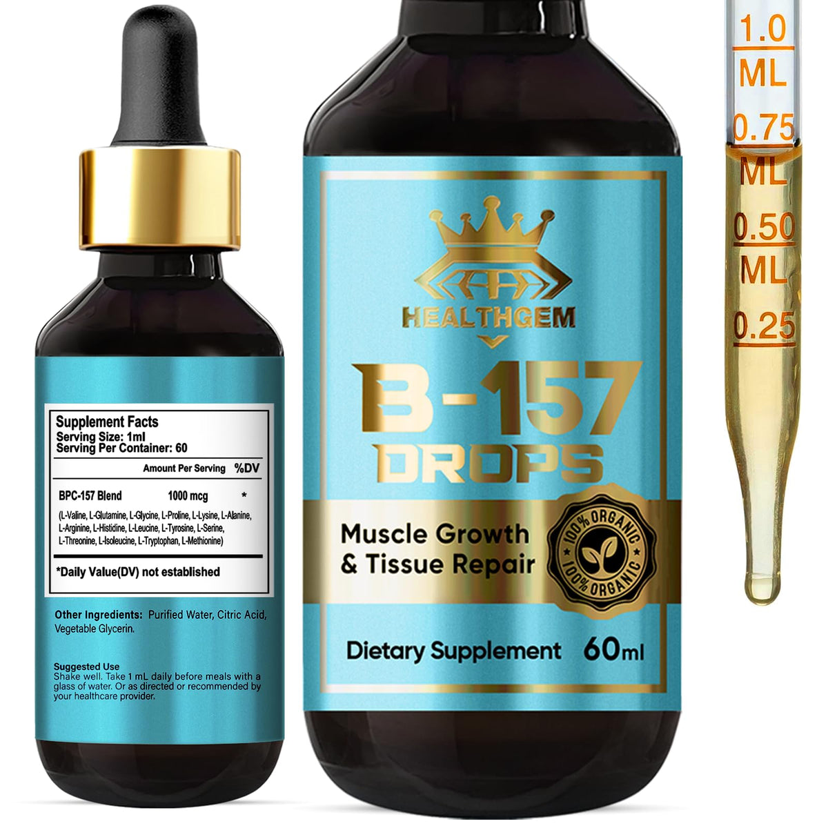 HealthGEM BP 157 Liquid Drops bottle and 2.0 fl oz packaging