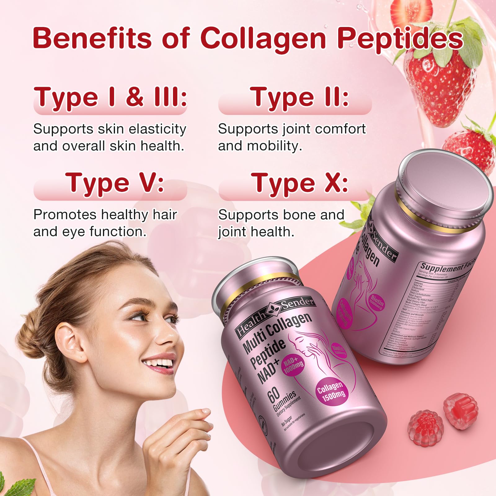 Ingredient panel for HealthSender Collagen Gummies