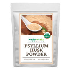 Front view of Healthworks Organic Psyllium Husk Powder 32oz