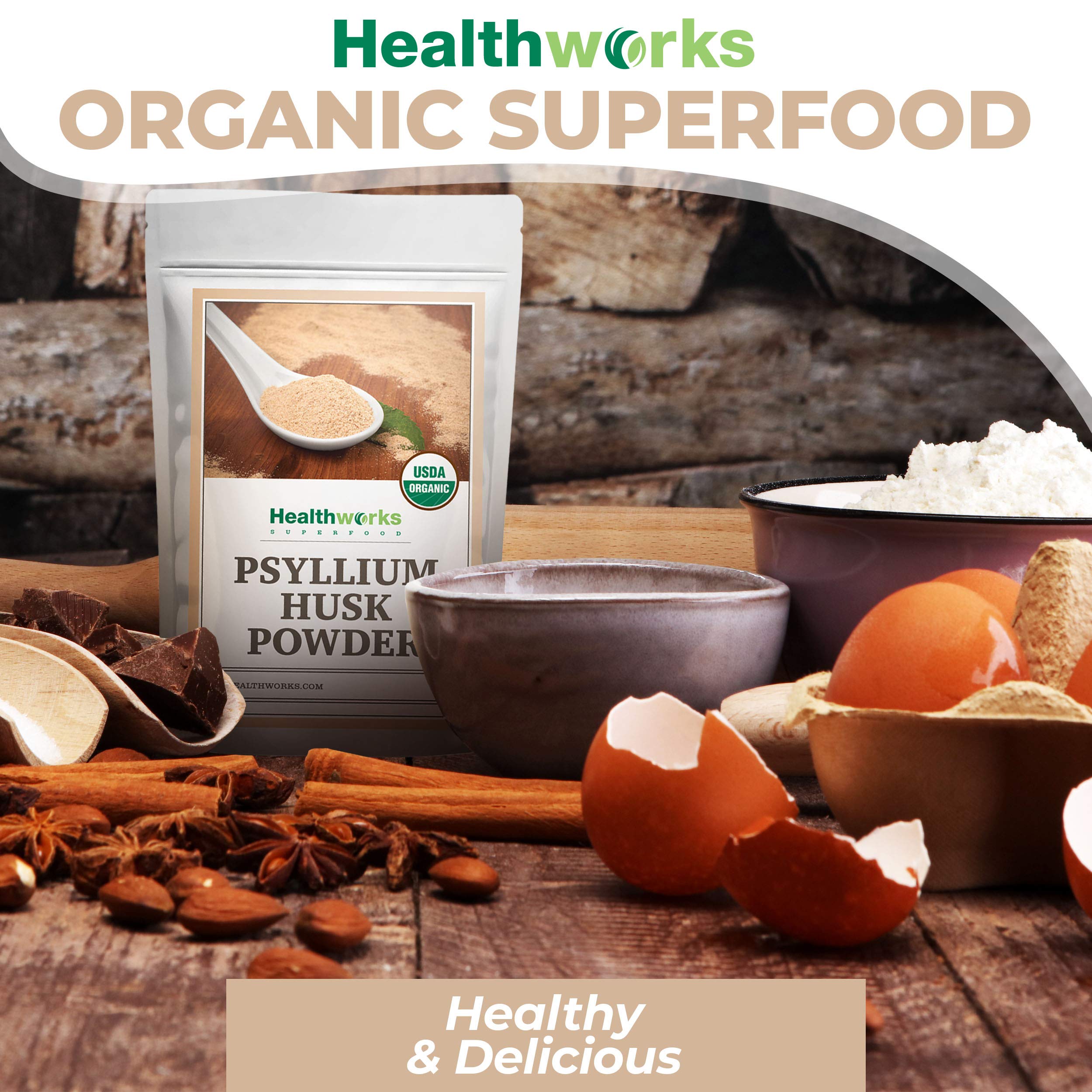 Nutrition facts for Healthworks Psyllium Husk Powder