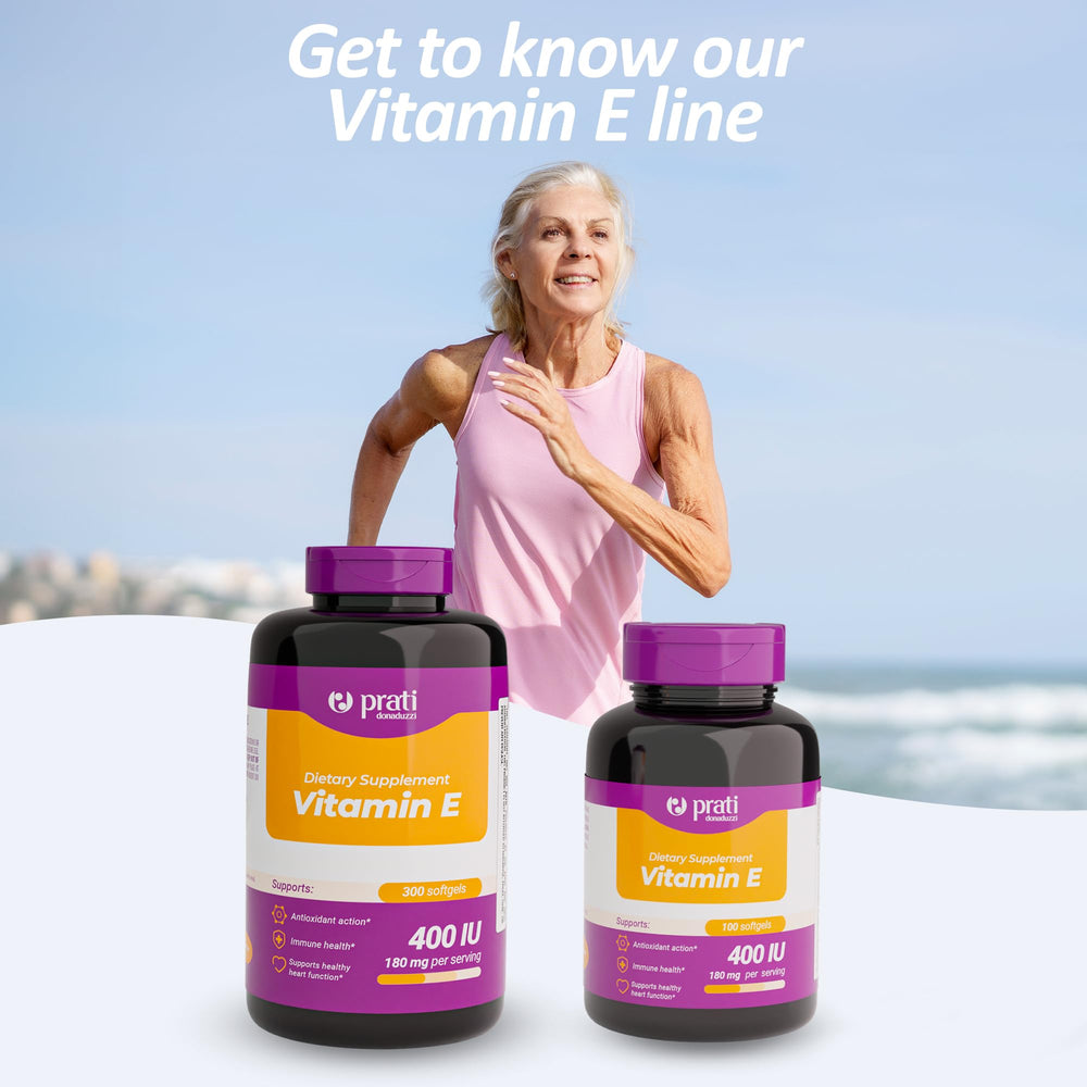 Healthy aging concept with Vitamin E product