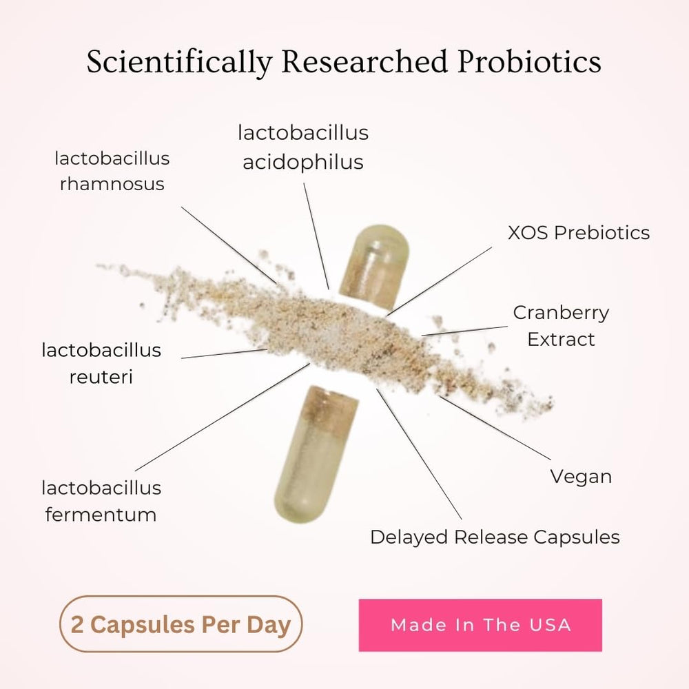 Close-up of delayed-release probiotic capsules