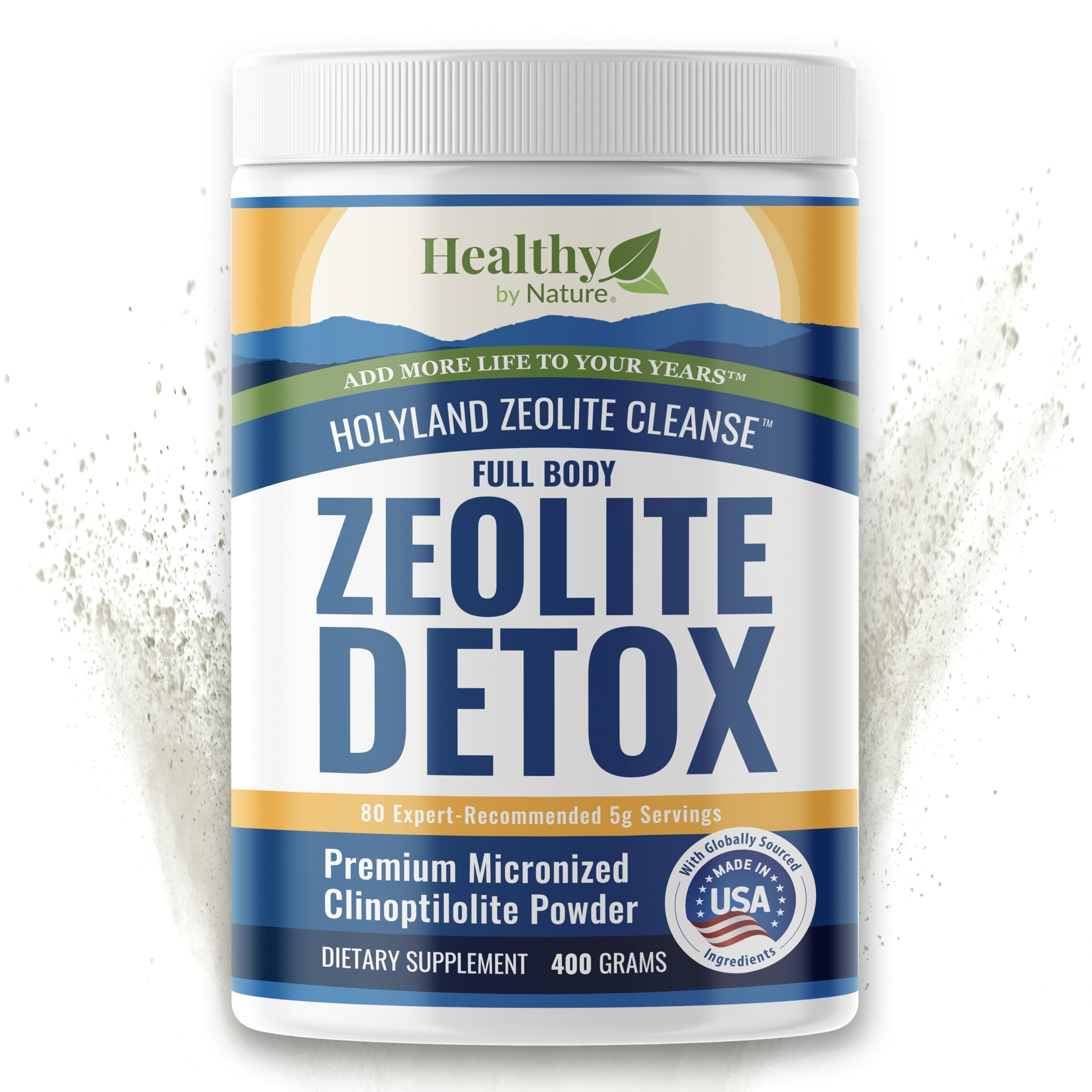 Healthy by Nature HolyLand Zeolite powder jar for daily gentle detox and nutrient support