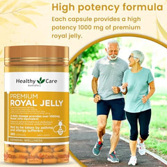 Close-up of Healthy Care Royal Jelly 1000 mg packaging