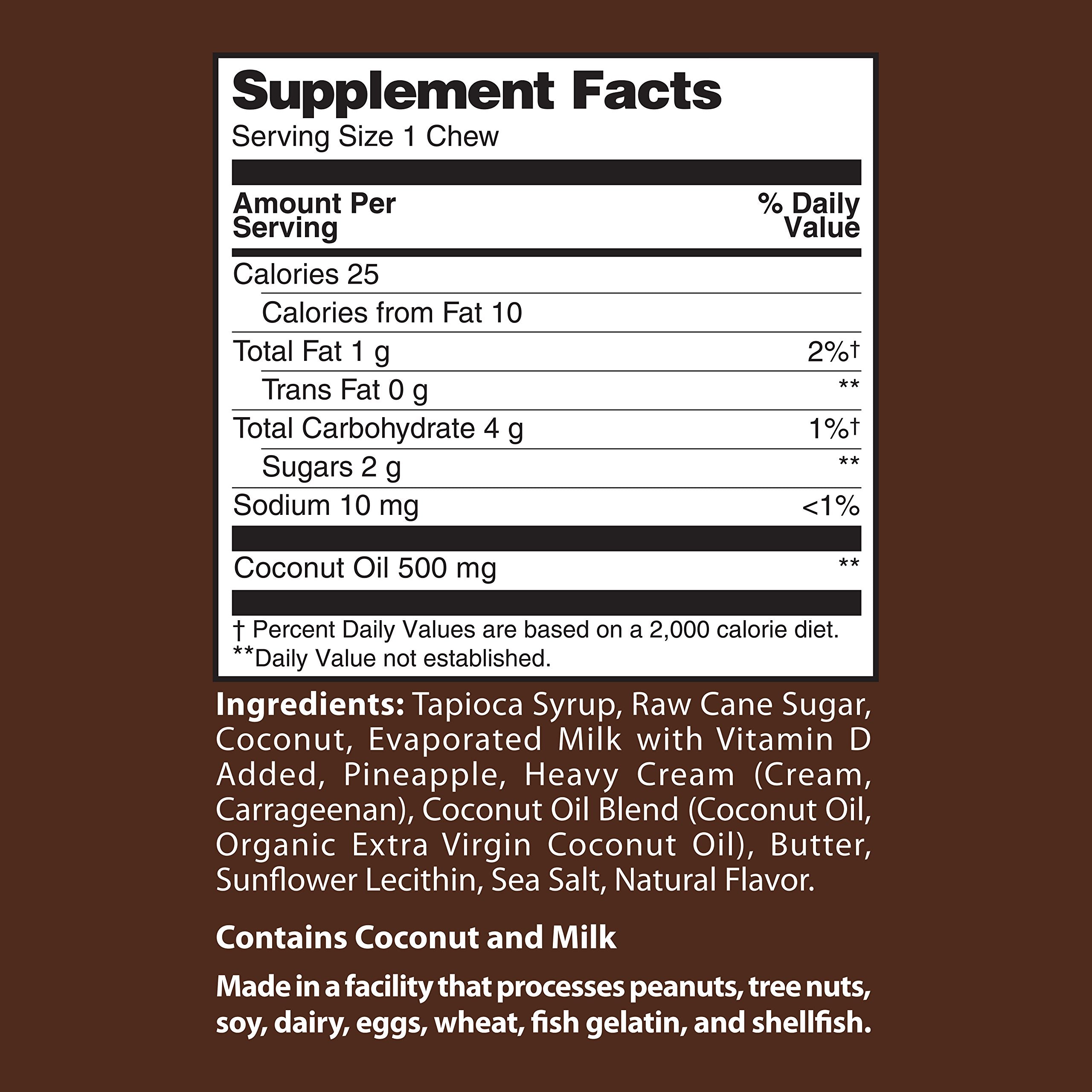 Close-up of a single 500 mg Coconut Oil Soft Chew