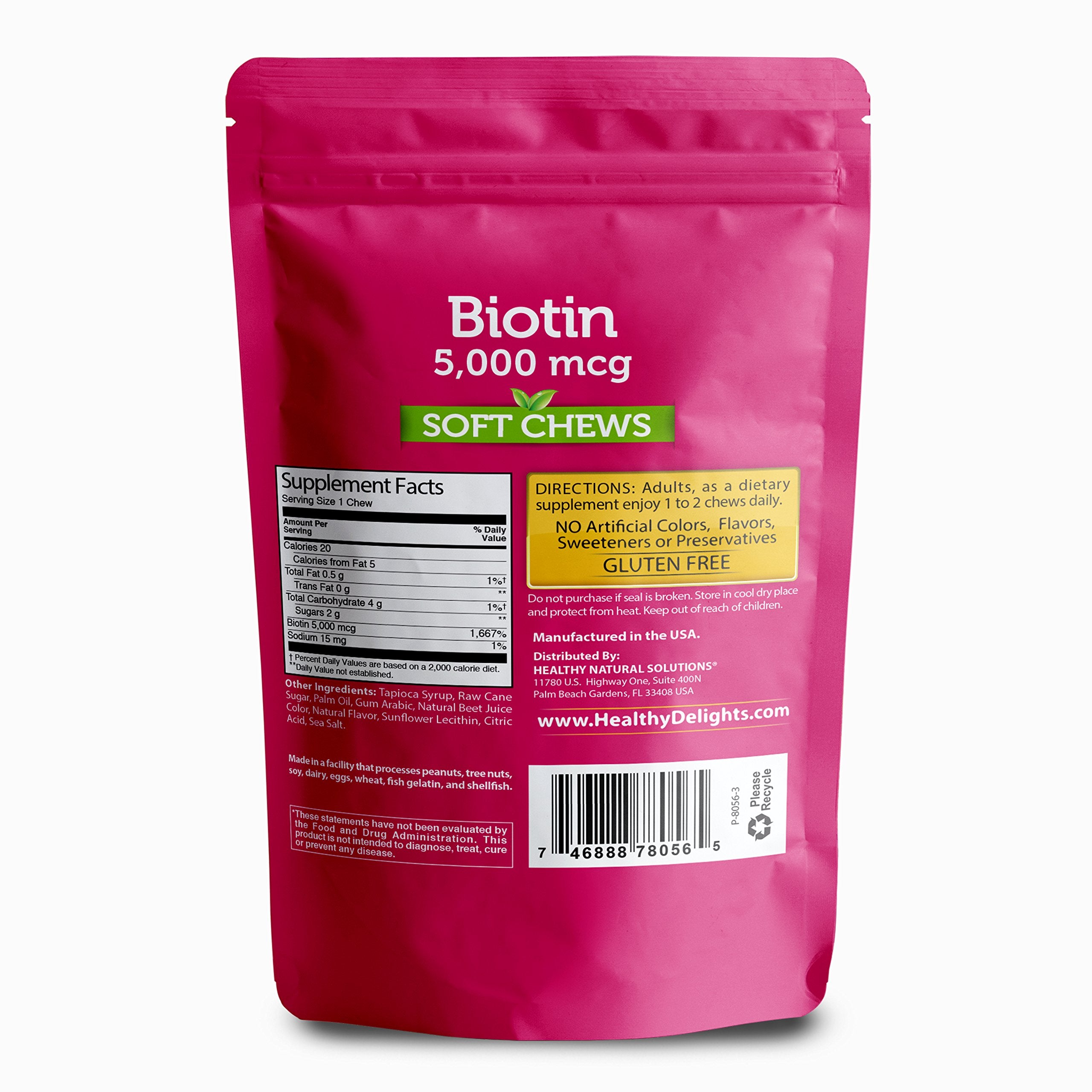Close-up of Biotin Soft Chews in a pile showing wild berry flavor