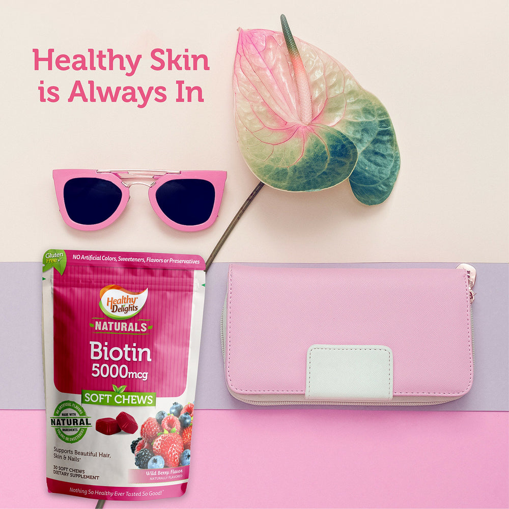 Wild berry Biotin Soft Chews in a serving view