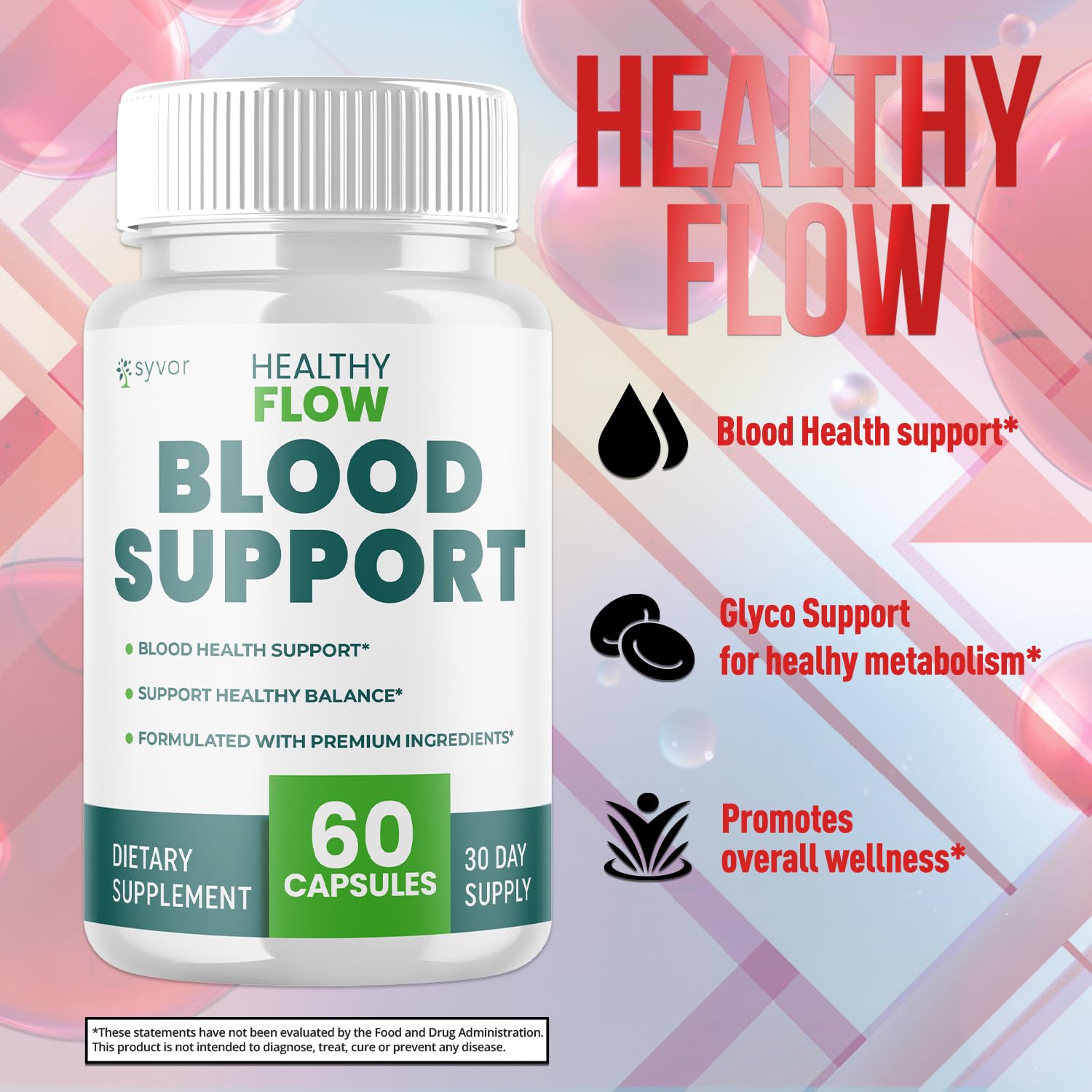 Advanced formula Healthy Flow Blood Support Capsules label