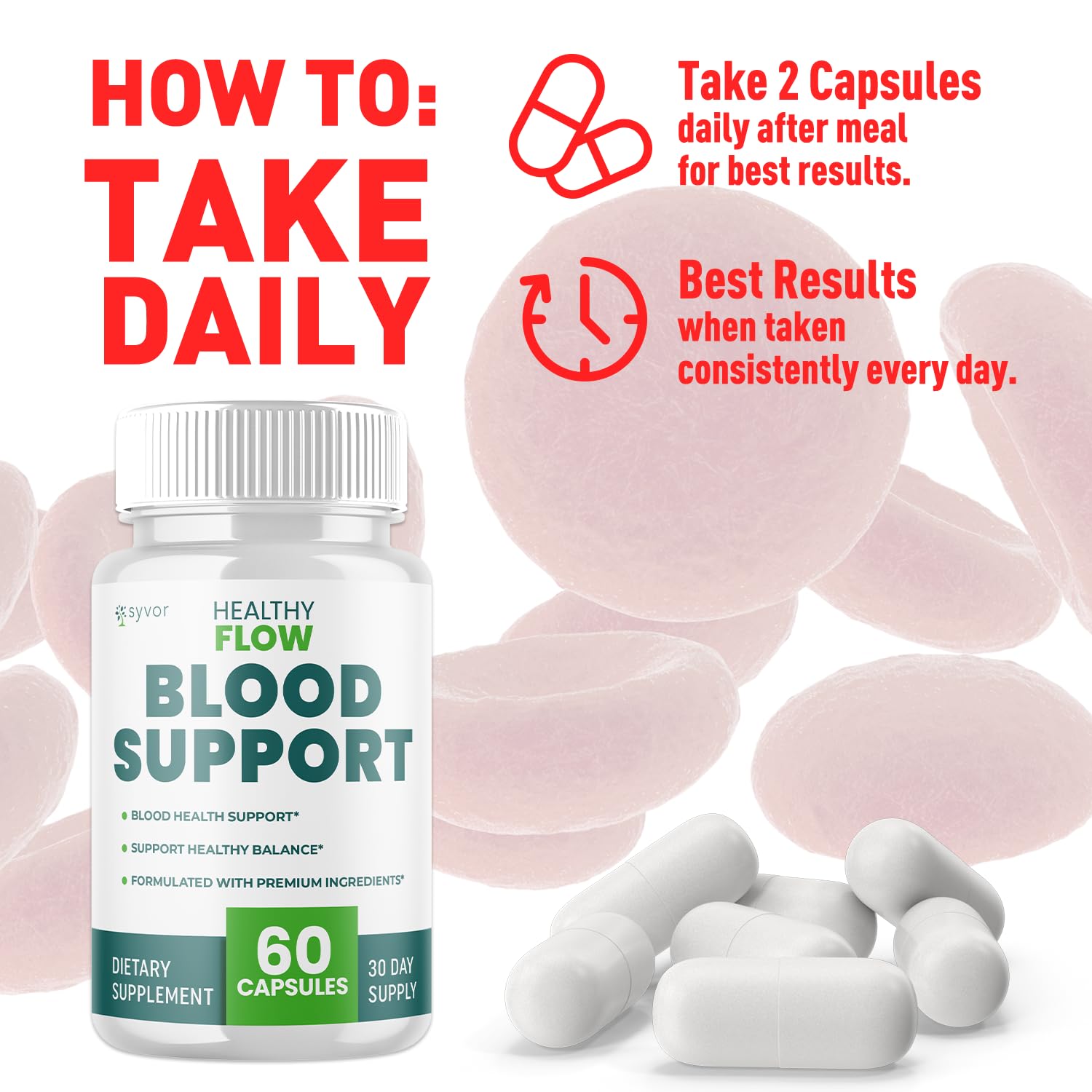Close-up of Healthy Flow Blood Support Capsules
