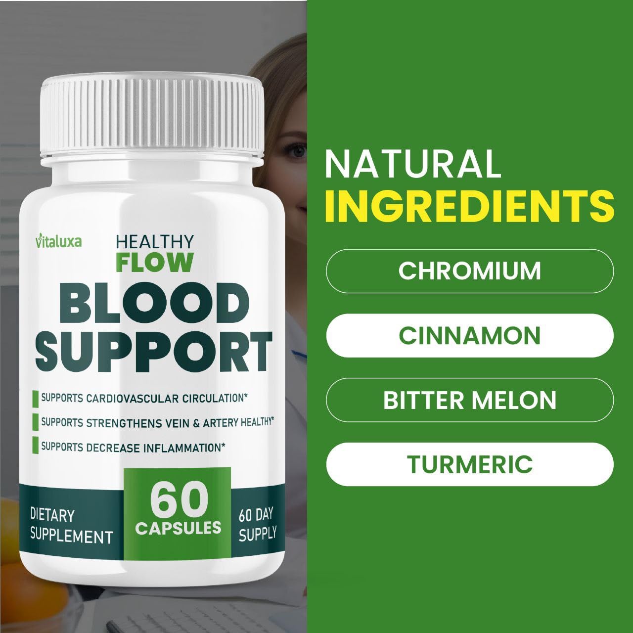 Close-up of Healthy Flow Blood Support capsules