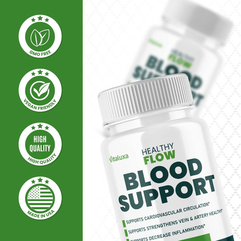 Ingredient panel of Healthy Flow Blood Support packaging
