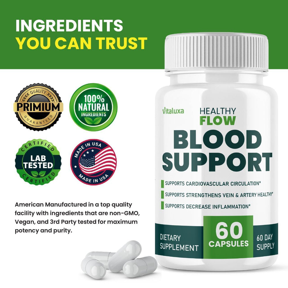Healthy Flow Blood Support packaging on white background