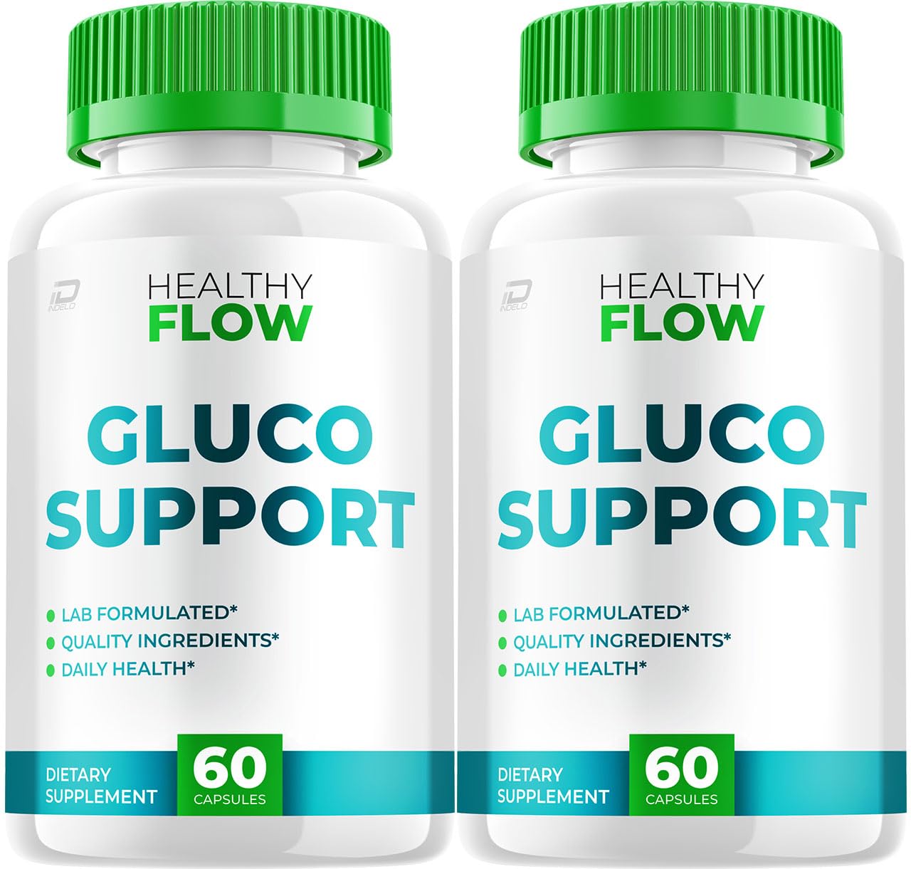 Front view of Healthy Flow Capsules bottle