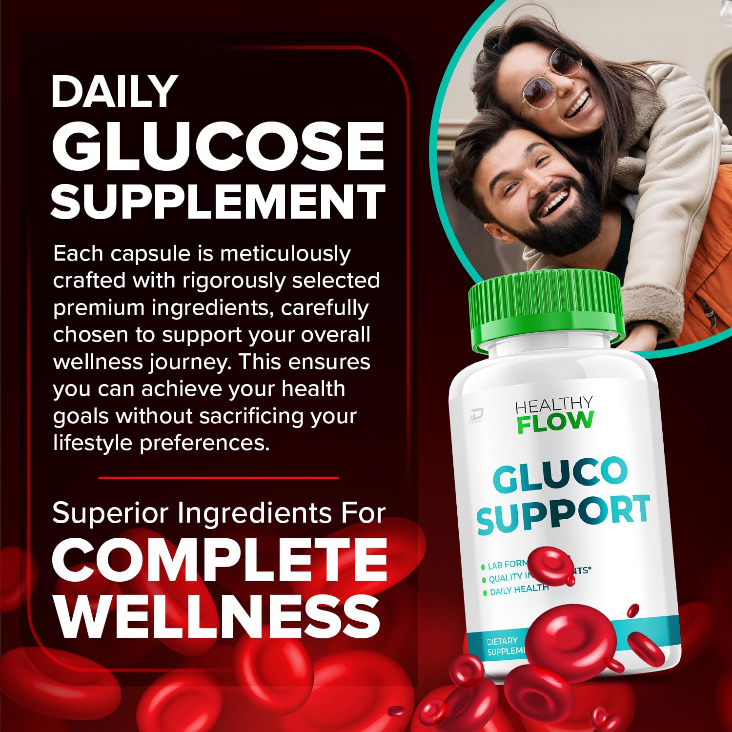 Close-up of Healthy Flow Capsules pills