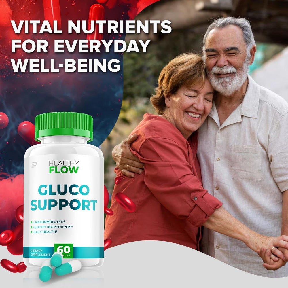 Healthy Flow Capsules shown with daily wellness setup