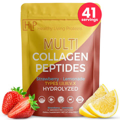 Strawberry Lemonade flavor multi collagen peptides in 16 oz container