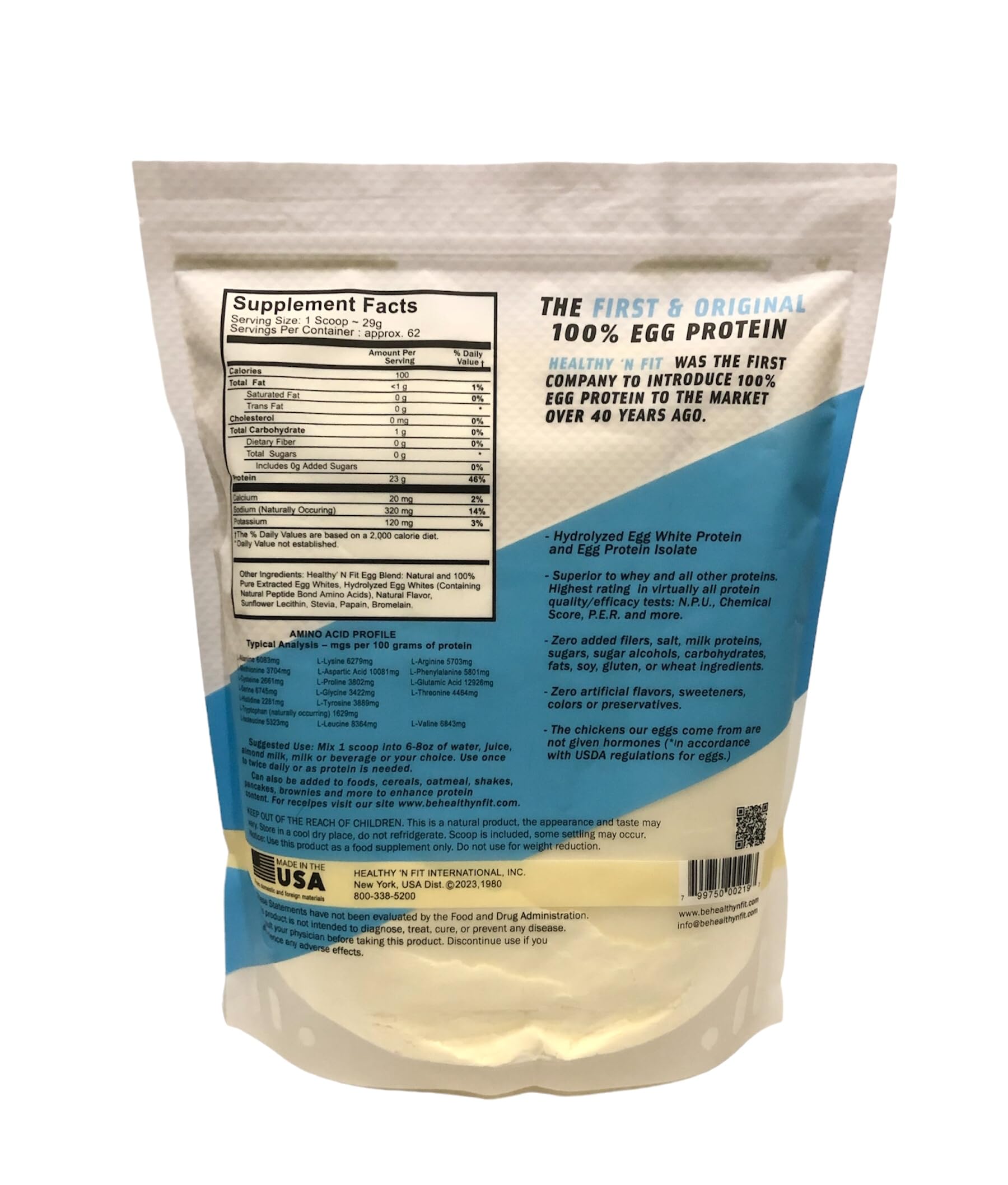 Ingredients for Healthy N Fit 100% Egg Protein Vanilla 4lb