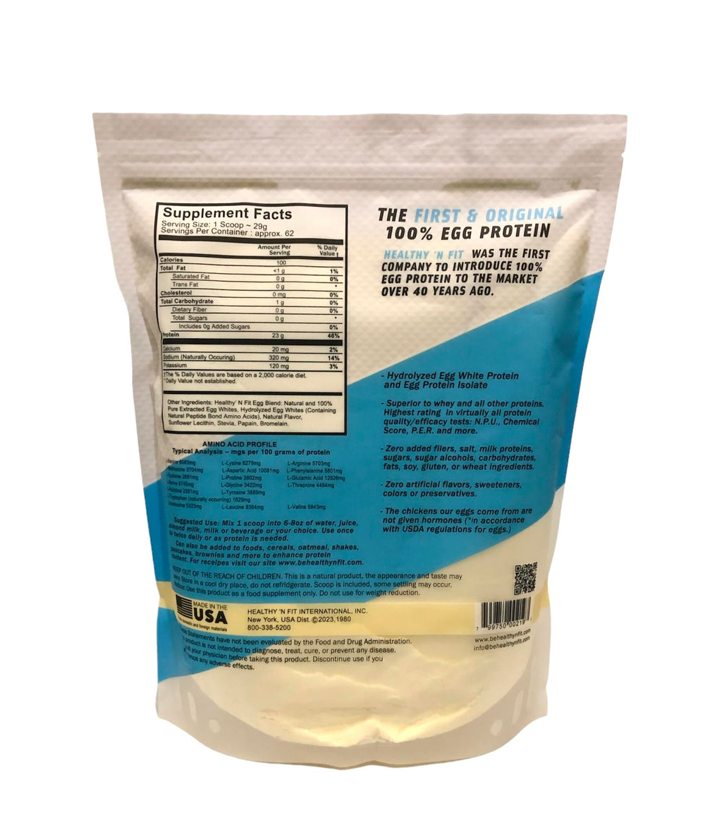 Healthy 'N Fit egg protein vanilla bottle front view for daily protein boost