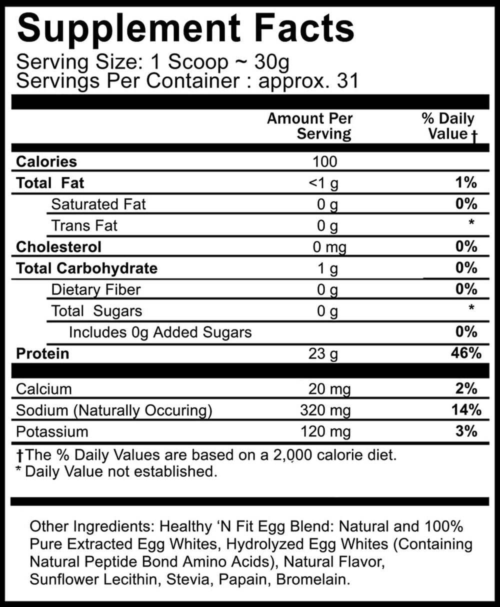 Healthy 'N Fit egg protein vanilla shake glass demonstrates a quick protein boost option.