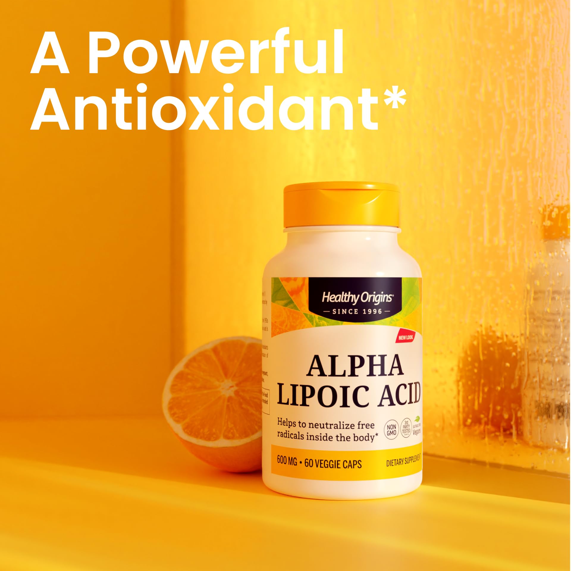 Gluten-free Alpha Lipoic Acid supplement packaging by Healthy Origins