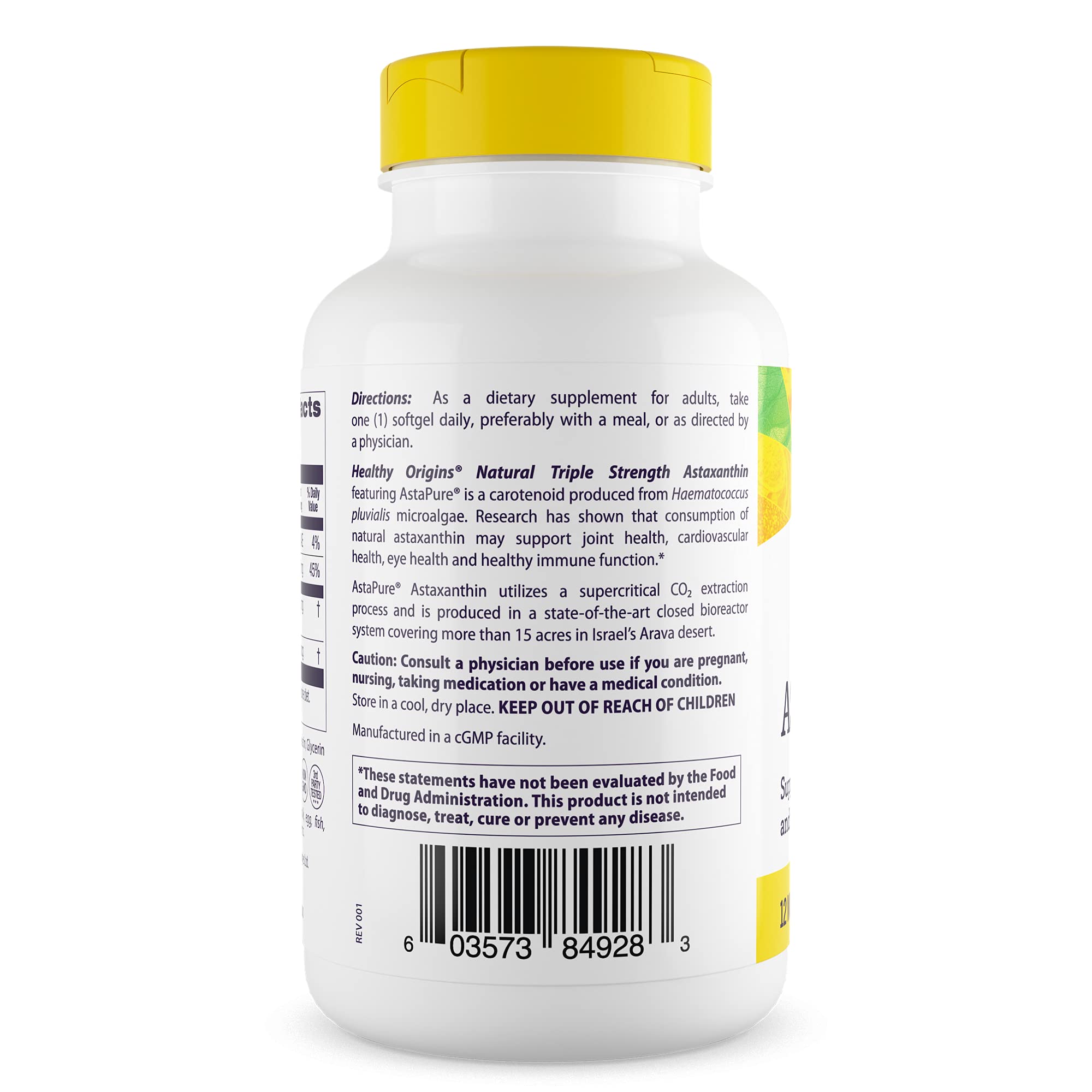 Serving size information on label