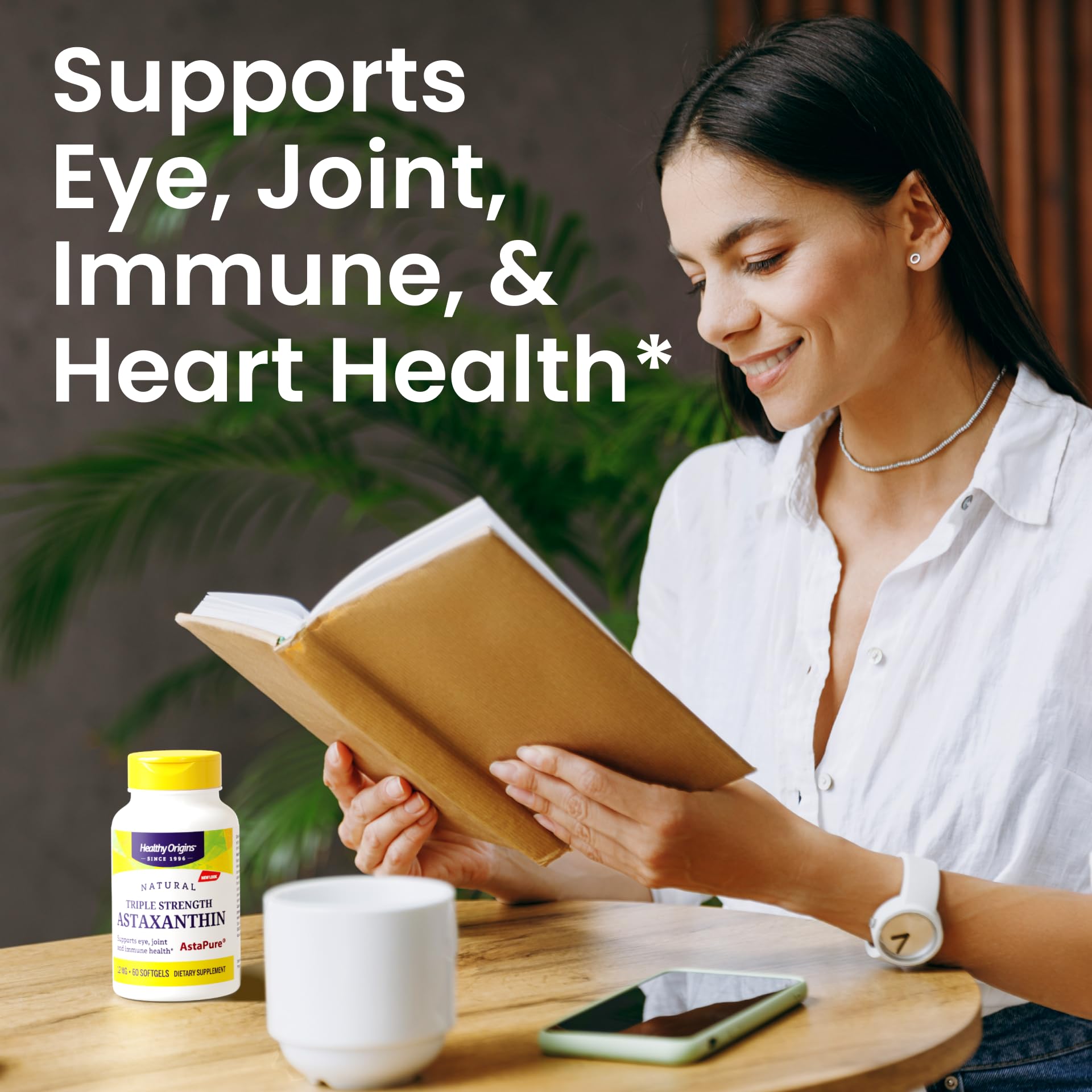 Healthy Origins non-GMO gluten-free badge signaling clean formula